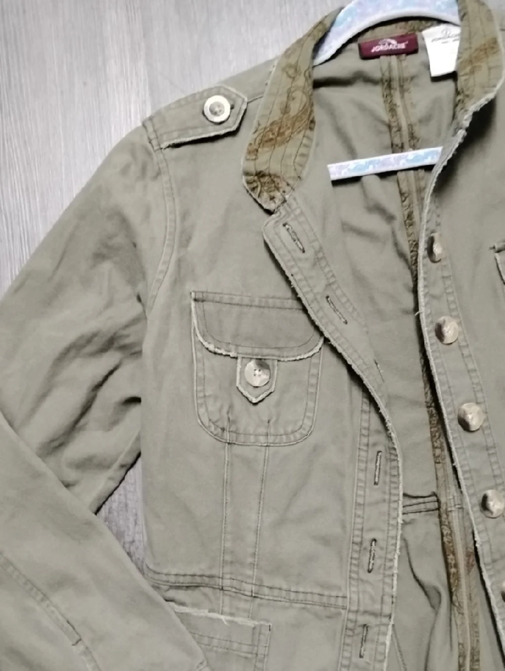 Jordache Olive Utility Jacket with Epaulets - Picture 6 of 12